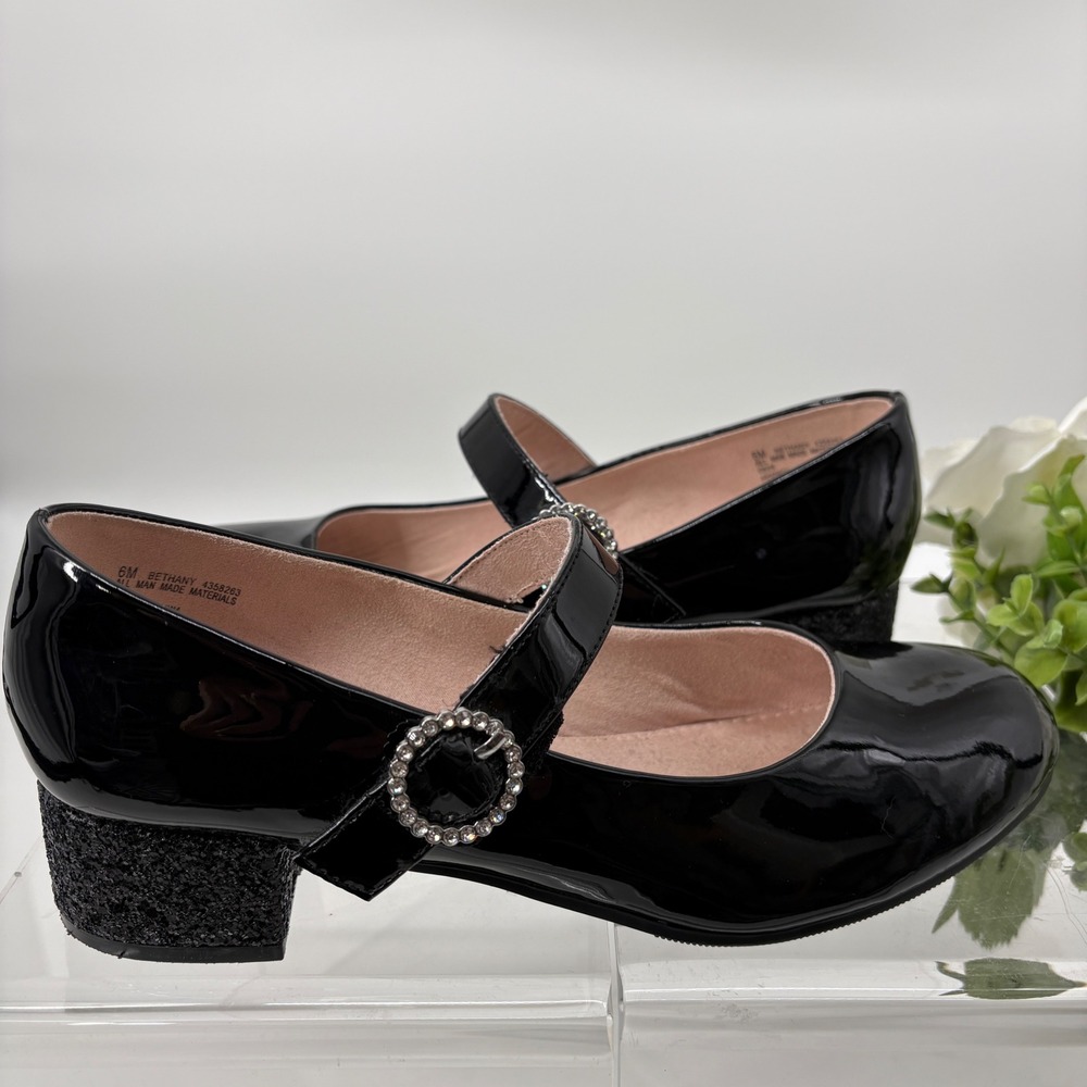 Kelly & Katie Bethany Mary Jane Rhinestone Embellished Patent Pump Black 6 Youth